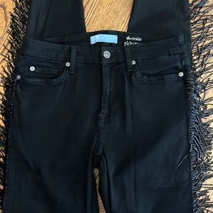 Super cute black 7 for all mankind jeans with beaded fringe